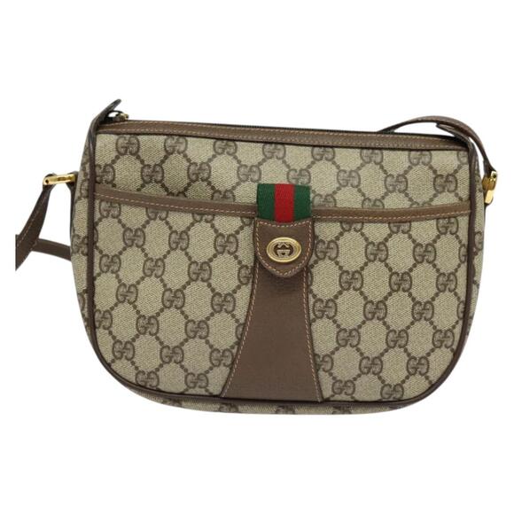 GUCCI GG Supreme Web Sherry Line Bag Pvc Beige Gold 89 02 032 - Picture 2 of 16